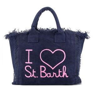 MC2 SAINT BARTH Vanity I Love St. Barth beach bag Navy & Pink